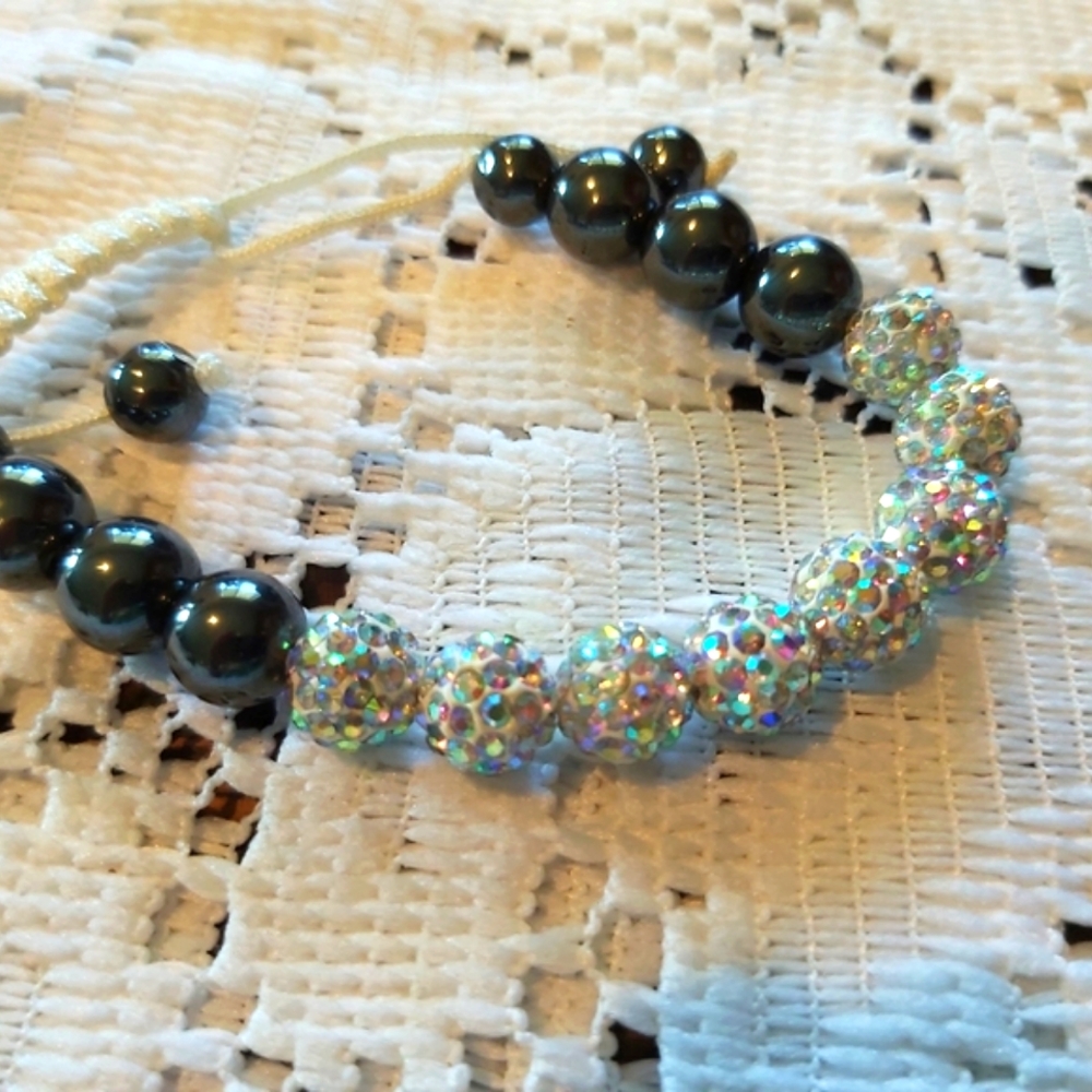 *NEW* White crystal Shambala bracelets